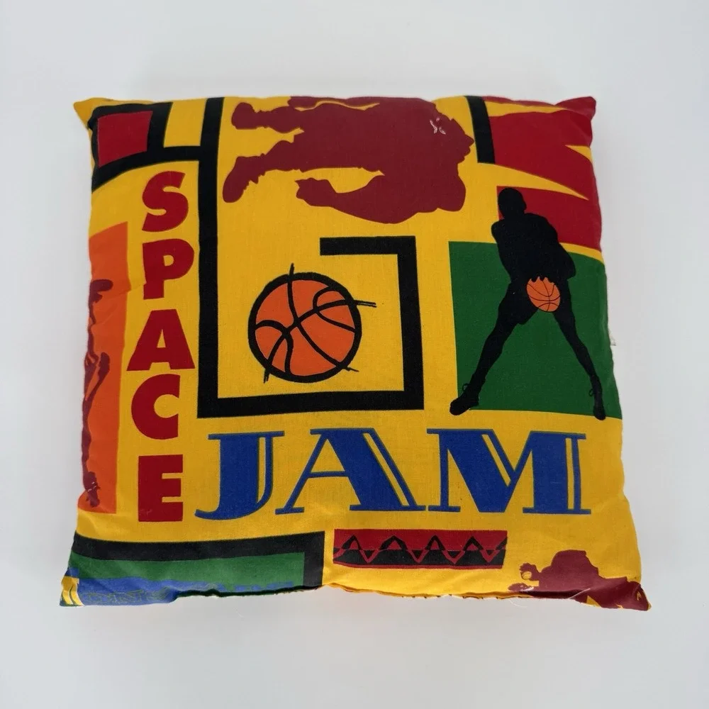 Space Jam Michael Jordan Vintage 1996 Decorative Square Throw Pillow Made in USA